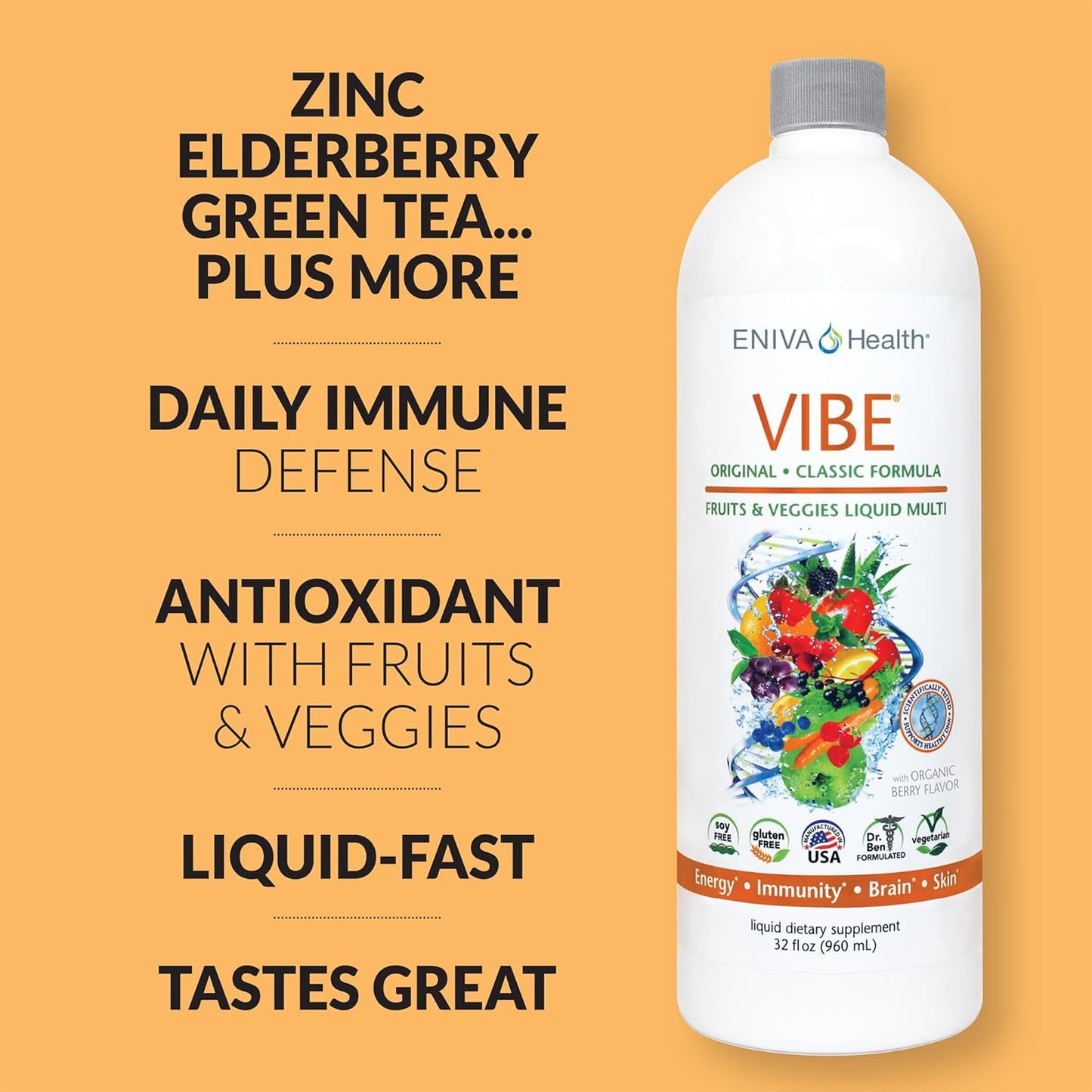 Eniva Vibe Original Liquid Mineral Supplement - Full Spectrum Multivitamin - Whole Body Nutrition - Doctor Formulated - 32 oz