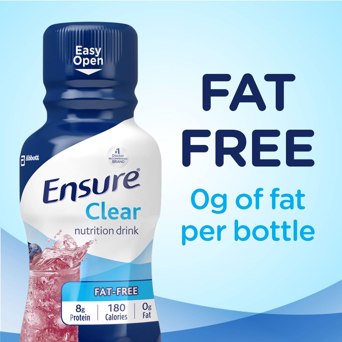 Ensure Clear Nutrition Drink Variety Pack: Blueberry Pomegranate & Strawberry, 0g Fat, 8g Protein, Pre-Surgery Carbohydrate Drink, 10 Fl Oz (Pack of 4)