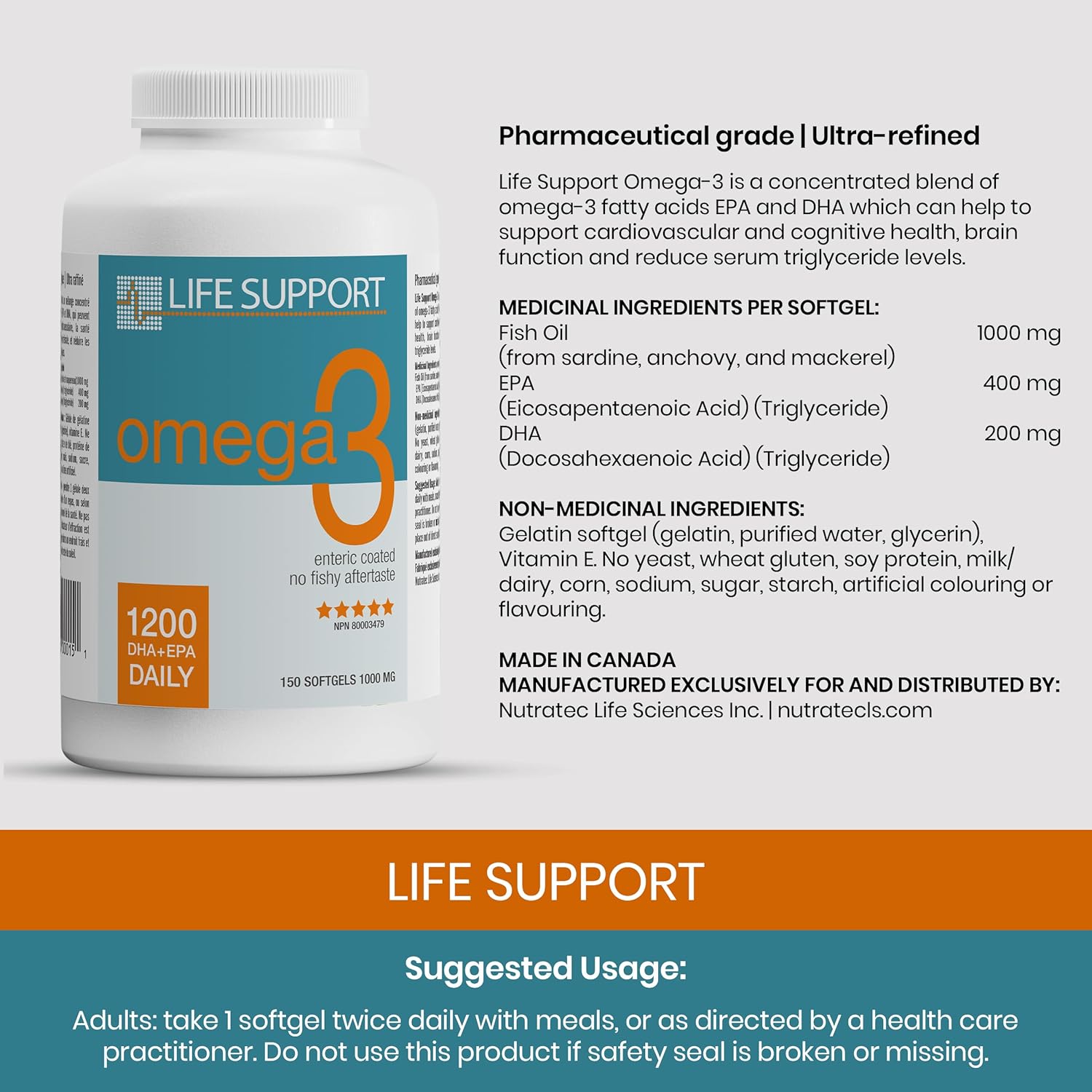 Enteric Coated Omega 3 Supplement with High Absorption - No Fishy Aftertaste - Supports Heart, Brain, Joints, and Immune System - Easy to Swallow - 150 Count