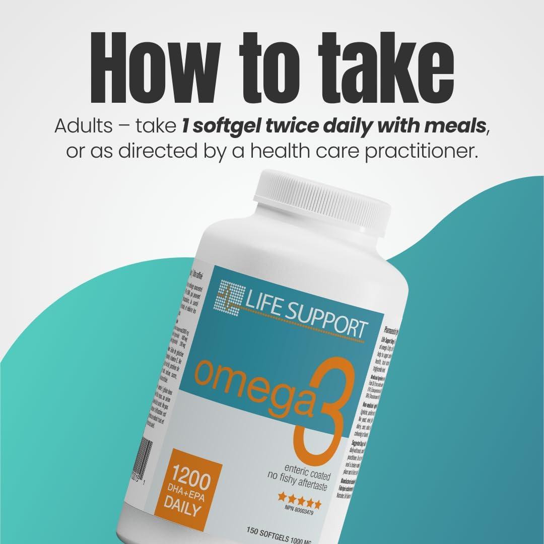 Enteric Coated Omega 3 Supplement with High Absorption - No Fishy Aftertaste - Supports Heart, Brain, Joints, and Immune System - Easy to Swallow - 150 Count