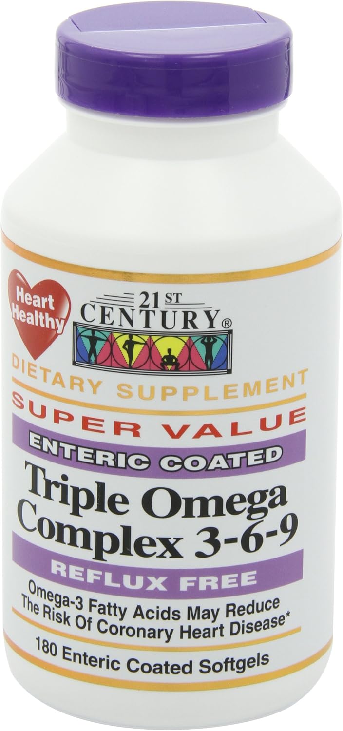 Enteric Coated Triple Omega Complex 3-6-9 Softgels, 360 Count - Pack of 2