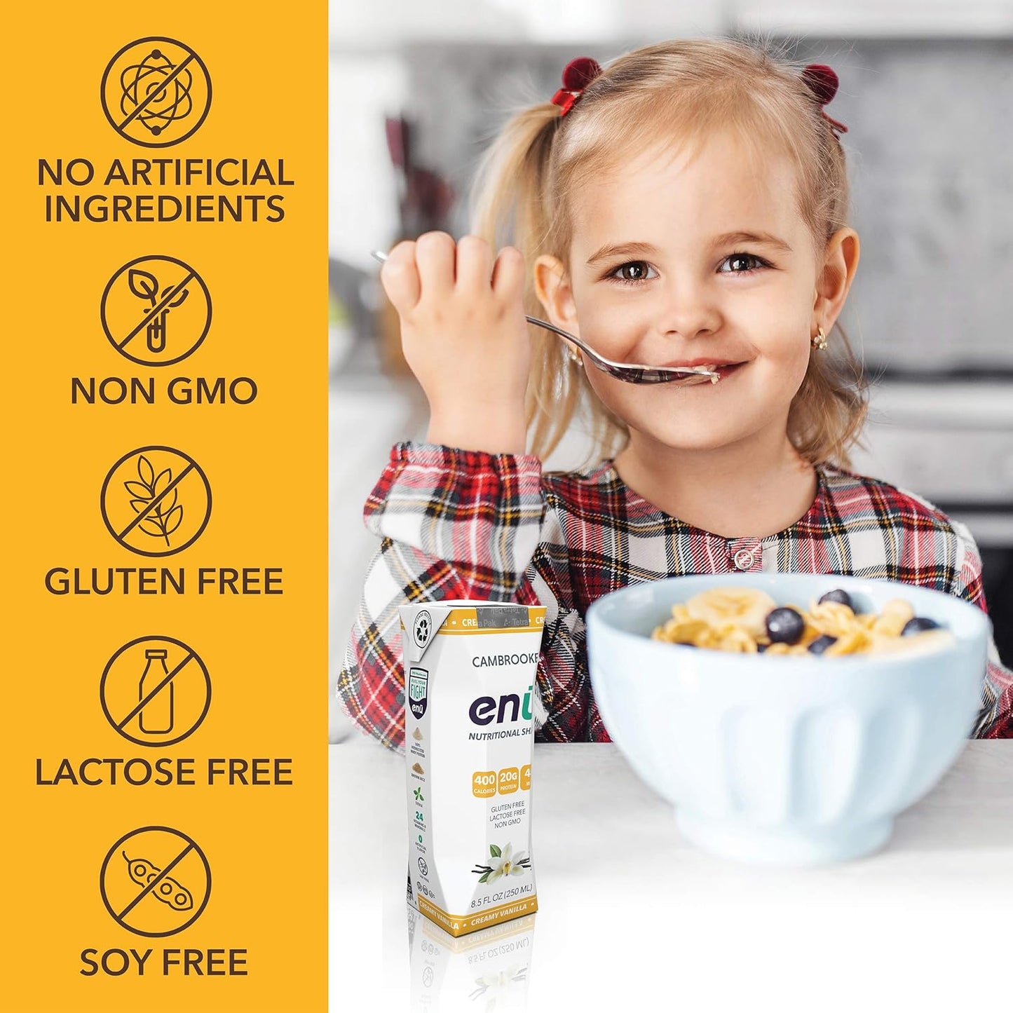 ENU Nutrition Shakes - Vanilla, Pack of 24 - High Protein Meal Replacement Shake for Weight Gain with 20g Protein and 400 Calories