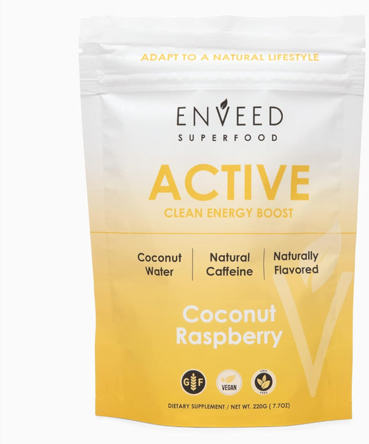 Enveed Superfood Active: Natural Pre Workout Powder with Yerba Mate, Green Coffee, and Himalayan Pink Salt - Sustained Energy, No Jitters - 20 Servings