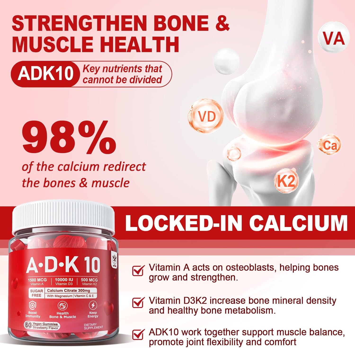 EnvyCure Digestive Enzymes Gummies - 1000mg Chewables with Probiotics, Prebiotics, Fiber, and Vitamins ADK. Calcium, Magnesium, and Zinc Supplement Included.