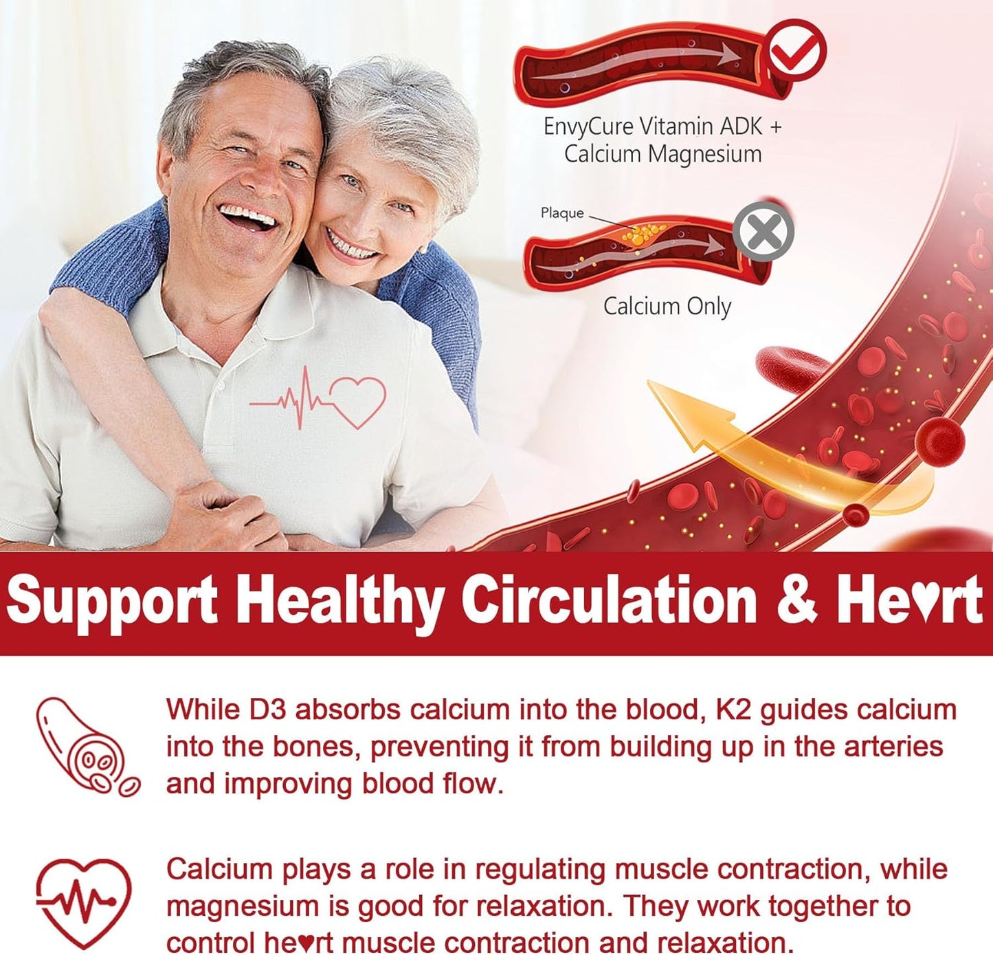 EnvyCure Digestive Enzymes Gummies - 1000mg Chewables with Probiotics, Prebiotics, Fiber, and Vitamins ADK. Calcium, Magnesium, and Zinc Supplement Included.