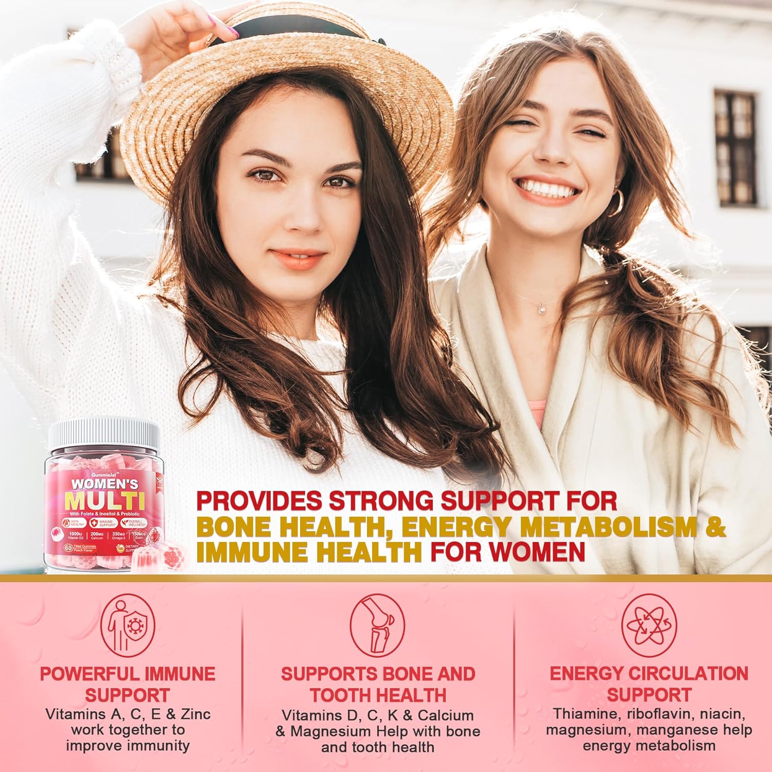 envycure Women's Sugar-Free Multivitamin Gummies with Omega-3, Enzymes & Antioxidants - 60 ct Bottle for Overall Health & Immunity