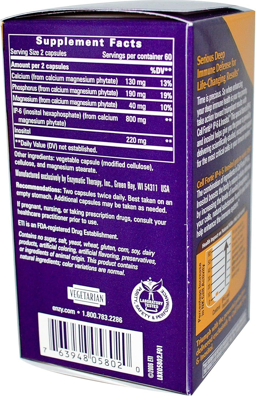 Enzymatic Therapy Cell Forte IP-6 Inositol 120 Veggie Caps - Immune Support Supplement
