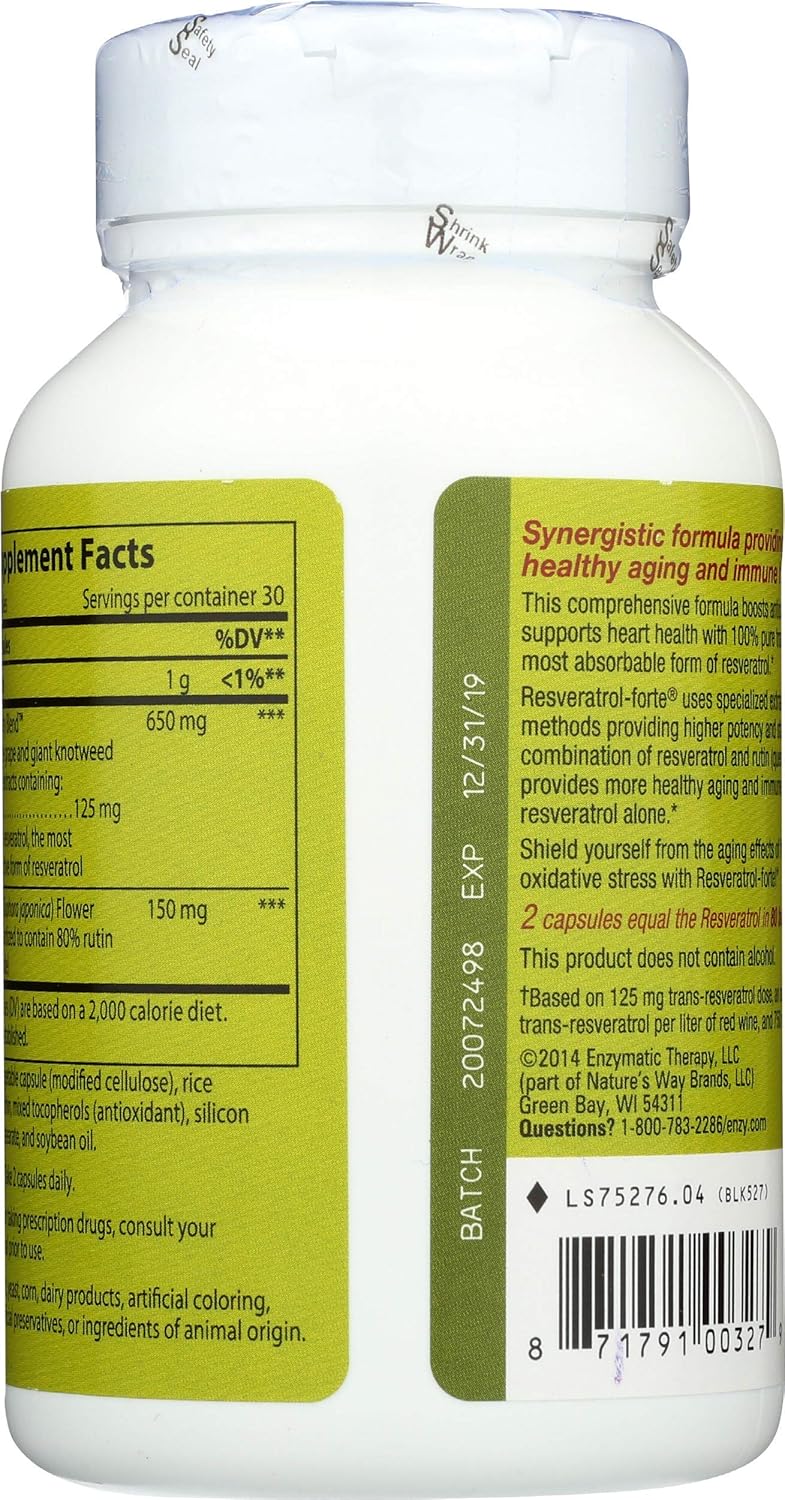 Enzymatic Therapy Resveratrol Forte 60 Tablets - Antioxidant Support Supplement