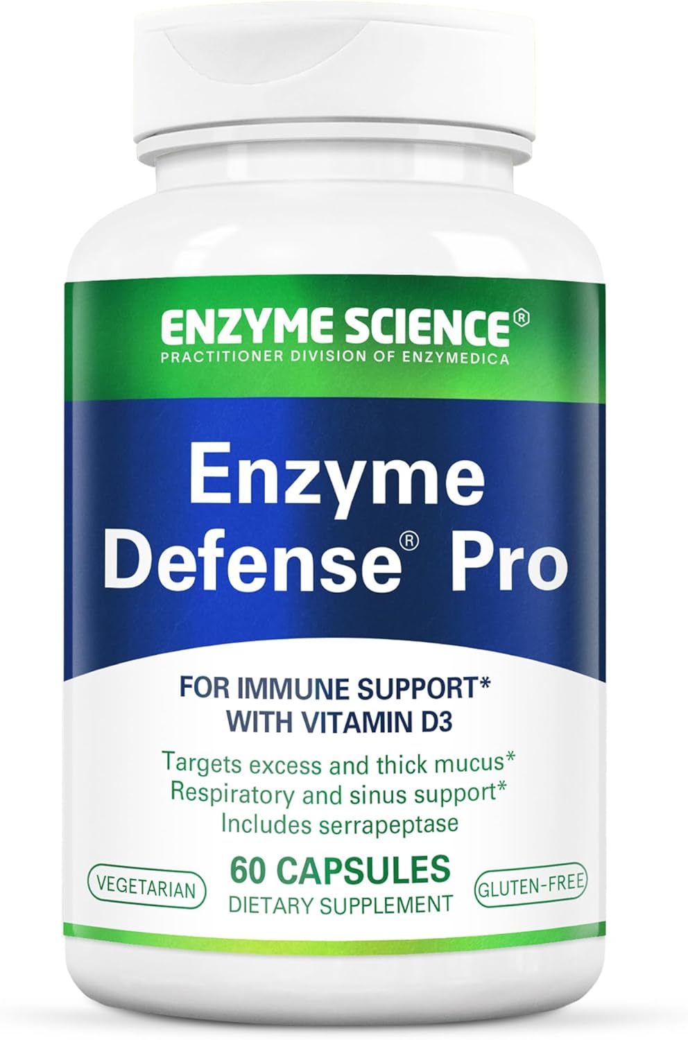 Enzyme Defense Pro Immunity Support Supplement with Vitamin D3, L-Lysine, Calcium, and Protease - 60 Capsules for Immune System Boost and Digestion Support