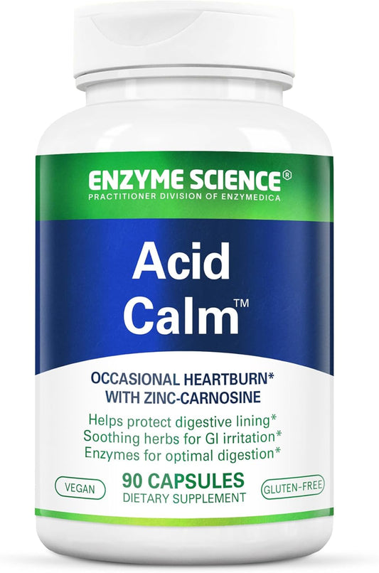 Enzyme Science Acid Calm Capsules - Digestive Enzyme Supplement for Heartburn & Indigestion - 90 Vegetarian Capsules