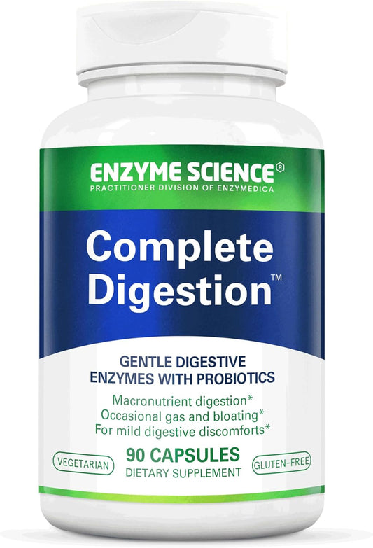 Enzyme Science Complete Digestion: Advanced Gut Health Support for Men and Women - Probiotic Blend, Digestive Enzymes, ATP 90 Capsules