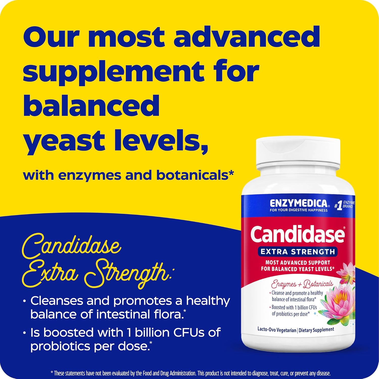 Enzymedica Candidase Extra Strength Capsules - Advanced Cleansing Support with Enzymes, Probiotics, & Botanicals