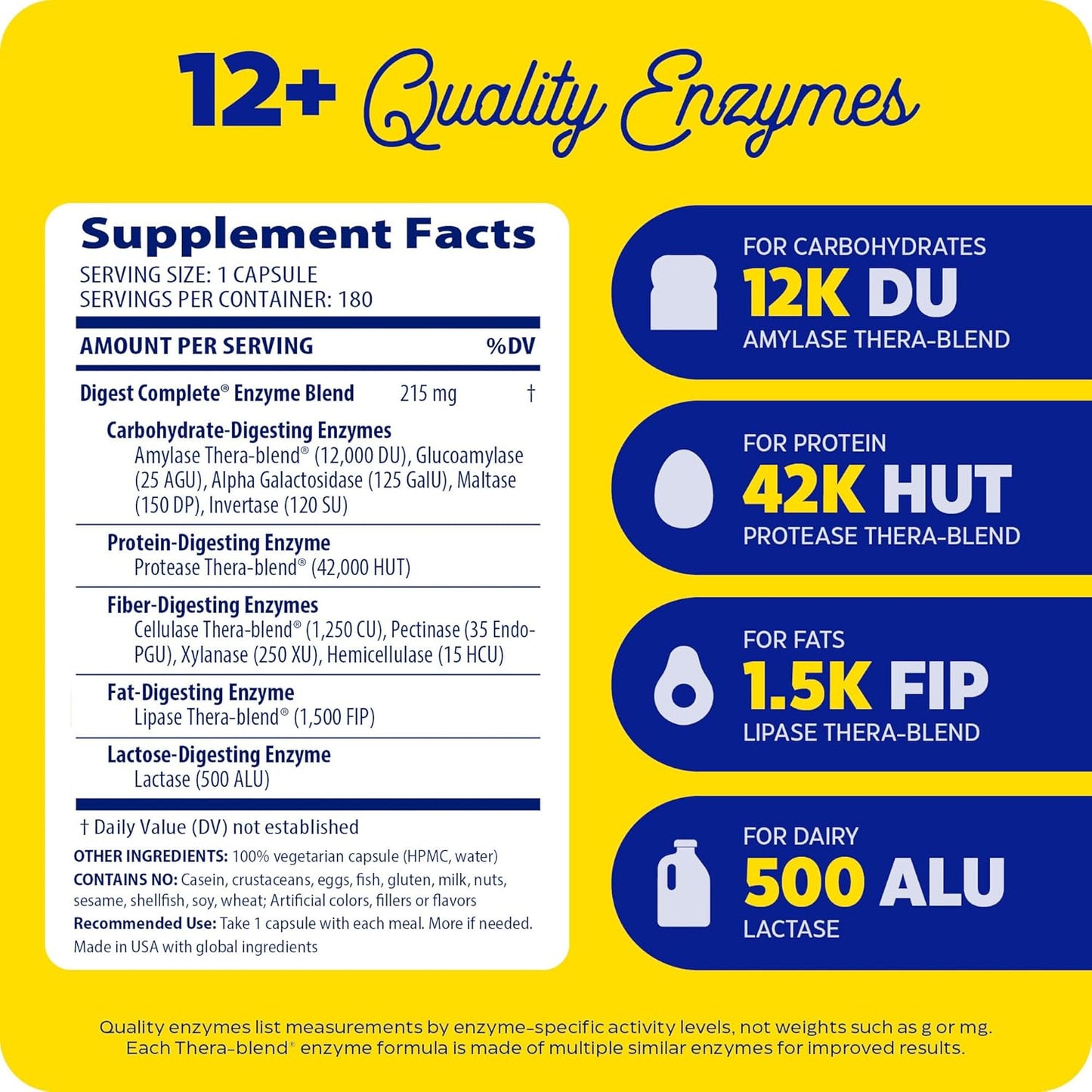 Enzymedica Digest - Comprehensive Digestive Enzymes for Fast Gas & Bloating Relief, 180 Count