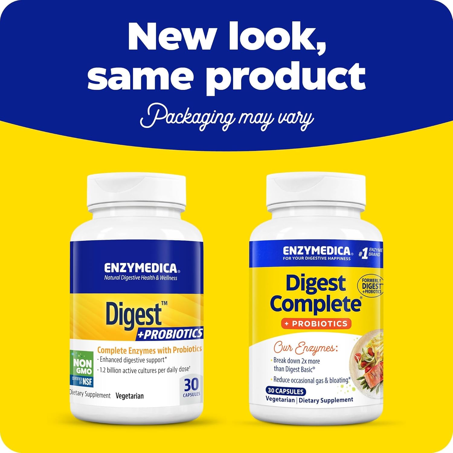 Enzymedica Digest Basic Probiotics 30 Capsules - Gentle Digestive Enzymes with 400 Million CFU Active Cultures