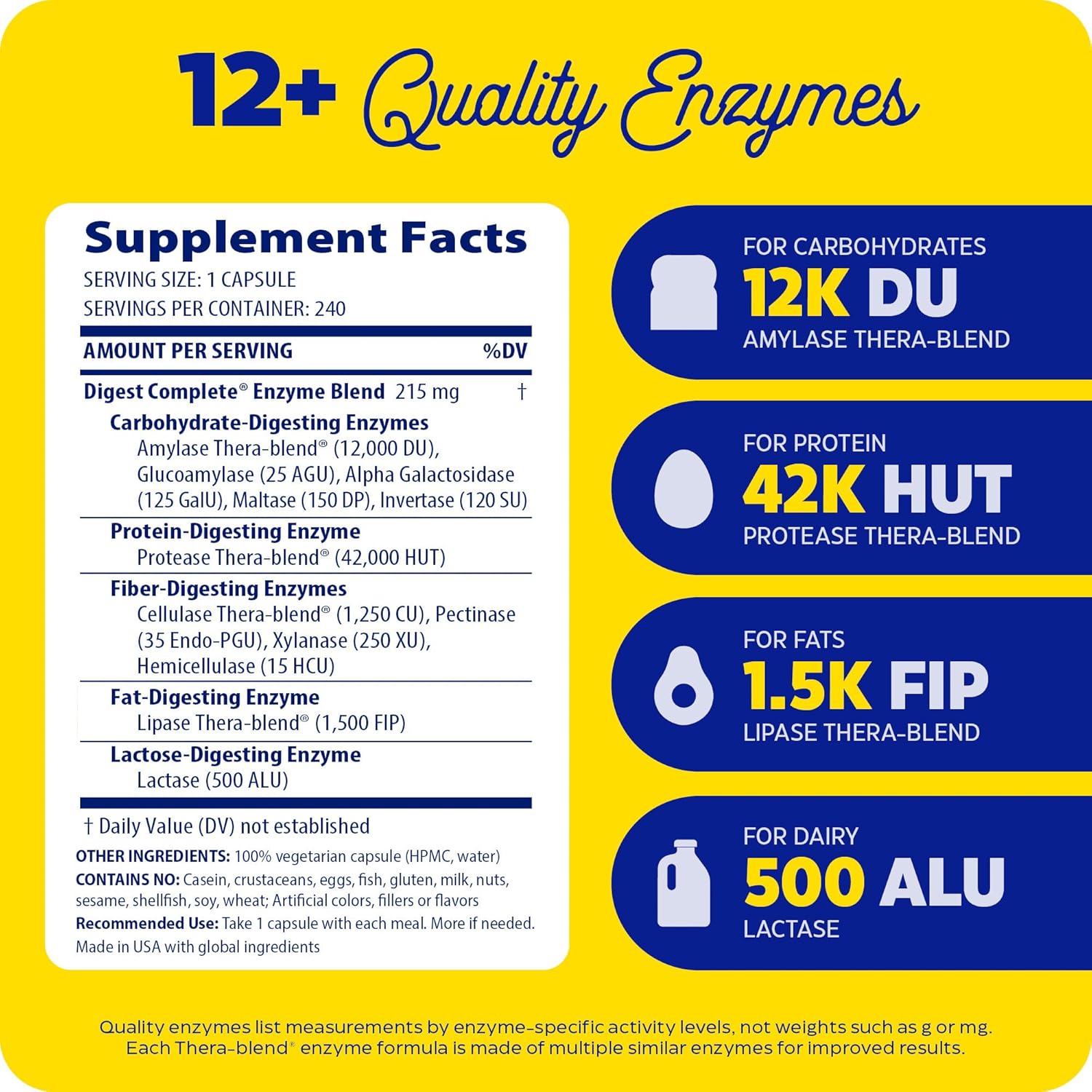 Enzymedica Digest Full-Range Digestive Enzymes 240 Count for Fast Gas & Bloating Relief