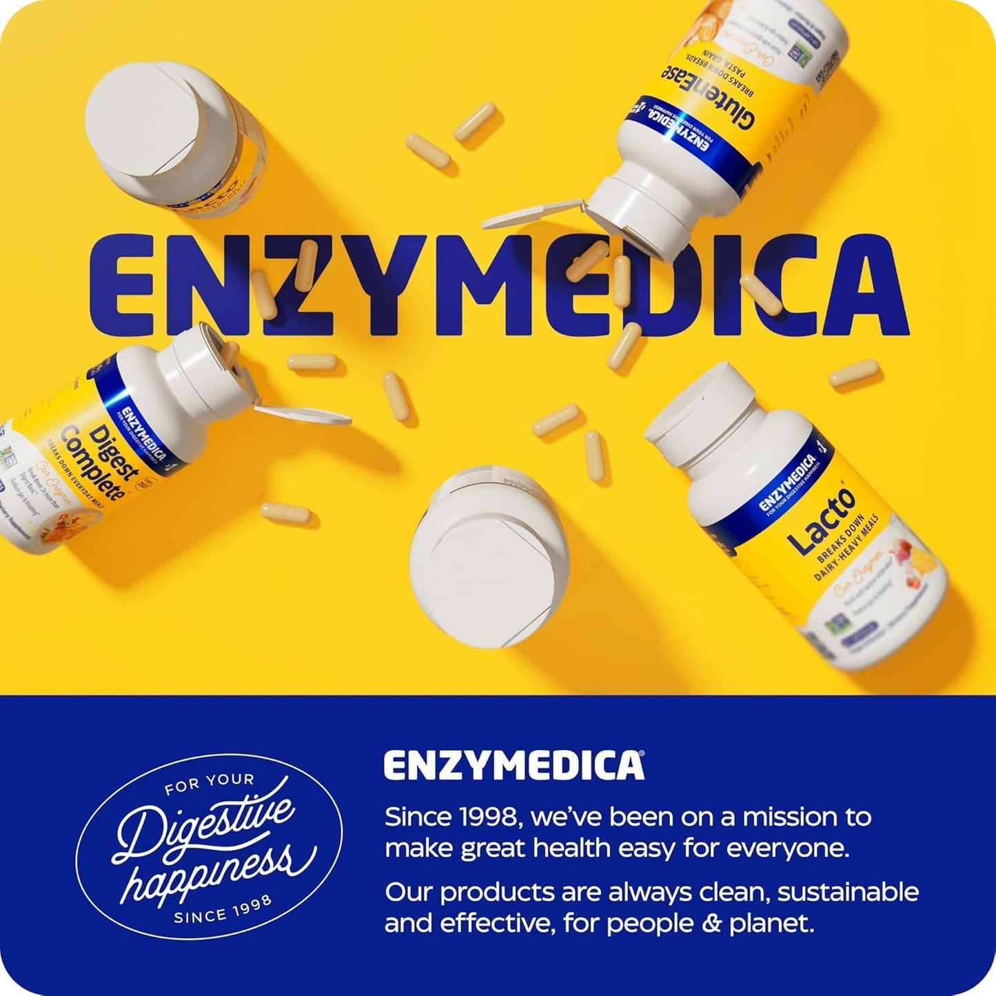 Enzymedica Digest Gold + Probiotics: 2-in-1 Gut Health Formula with Digestive Enzymes & 1.5 Billion Probiotic Cultures, 180 Capsules