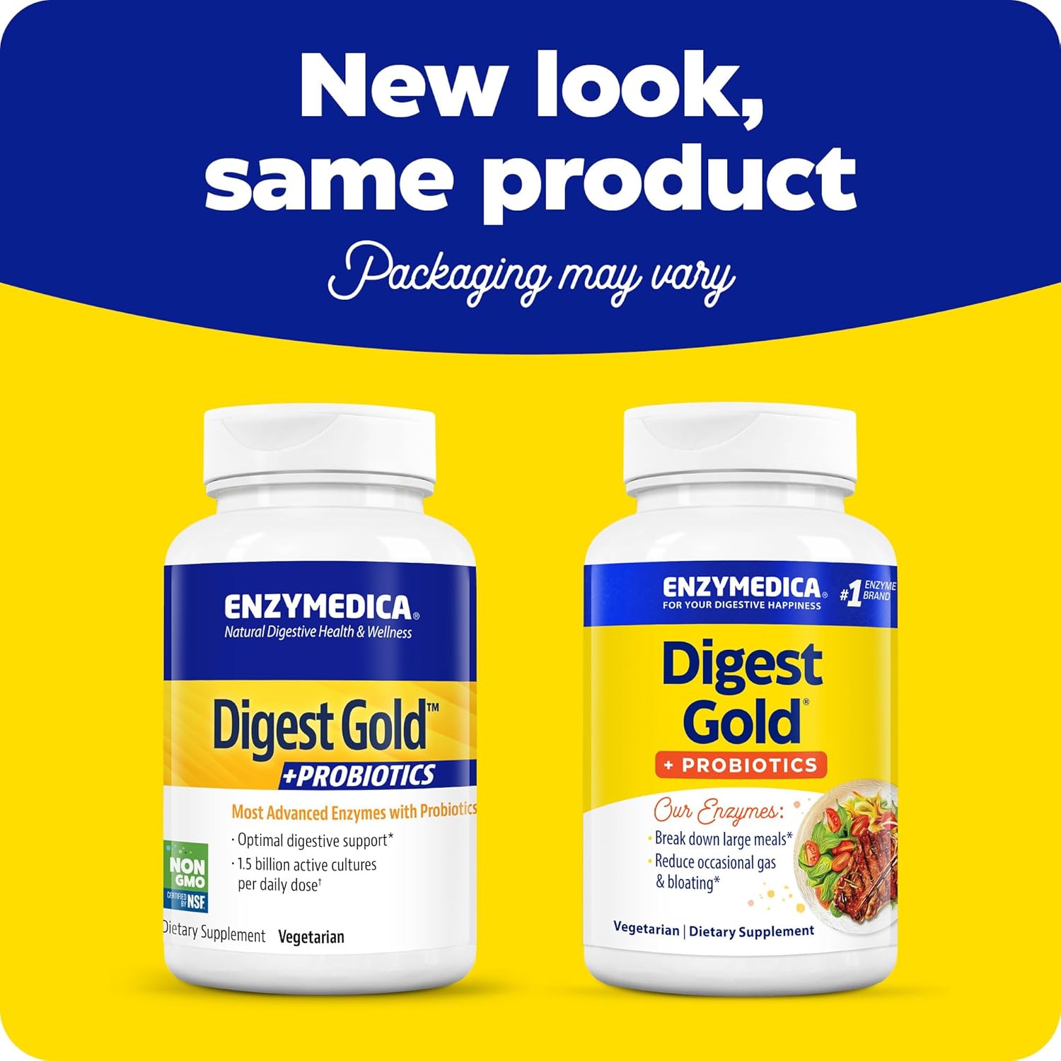 Enzymedica Digest Gold + Probiotics: 2-in-1 Gut Health Formula with Digestive Enzymes & 1.5 Billion Probiotic Cultures, 180 Count