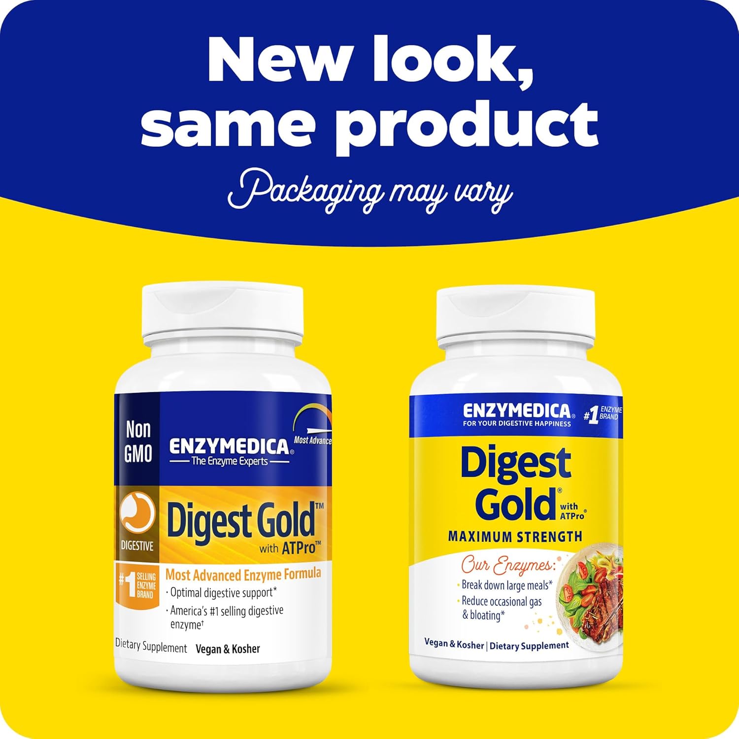 Enzymedica Digest Gold with ATPro - 180 Capsules, Maximum Strength, Fast-Acting Digestive Support for Large Meals, Bloating and Gas Prevention