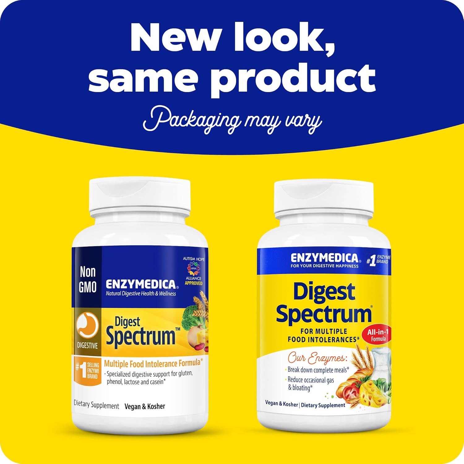 Enzymedica Digest Spectrum Capsules, Fast-Acting Relief for Multiple Food Intolerances, 120ct