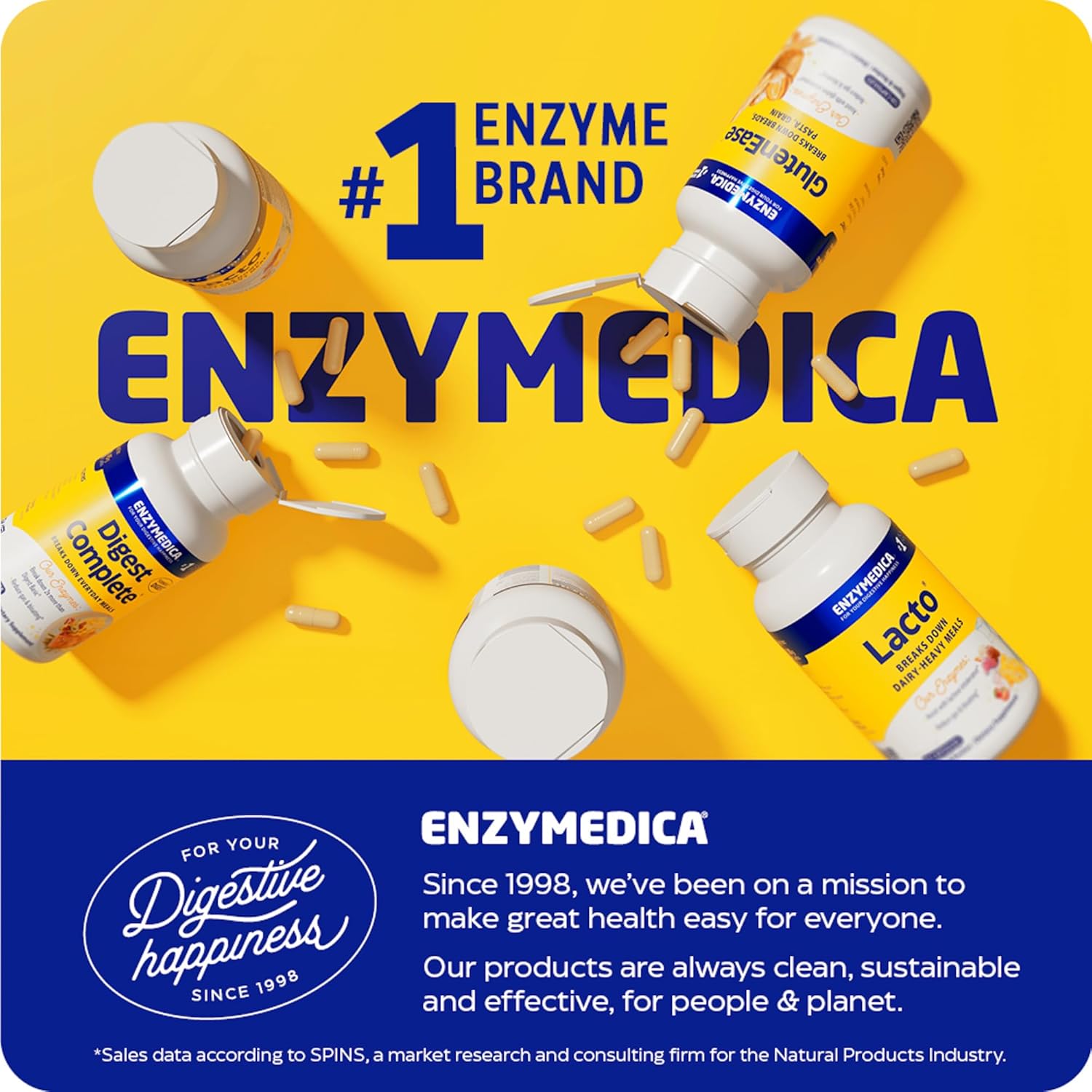 Enzymedica Digest Spectrum Capsules, Fast-Acting Relief for Multiple Food Intolerances, 120ct
