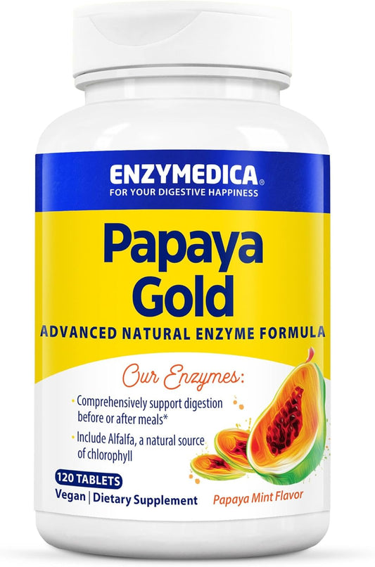 Enzymedica Papaya Gold Chewable Tablets with Bromelain & Papain for Digestive Support