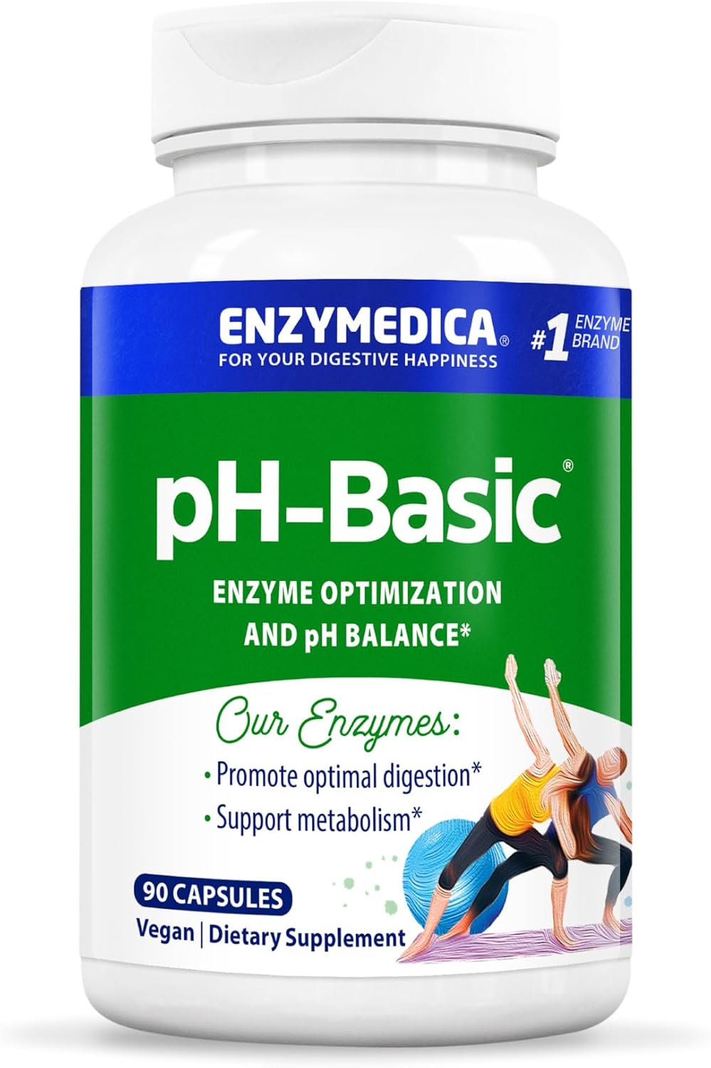 Enzymedica pH-Basic Supplement - Supports Healthy Digestion, pH Balance, Includes Enzymes, Nutrients & Herbs - 90 Count