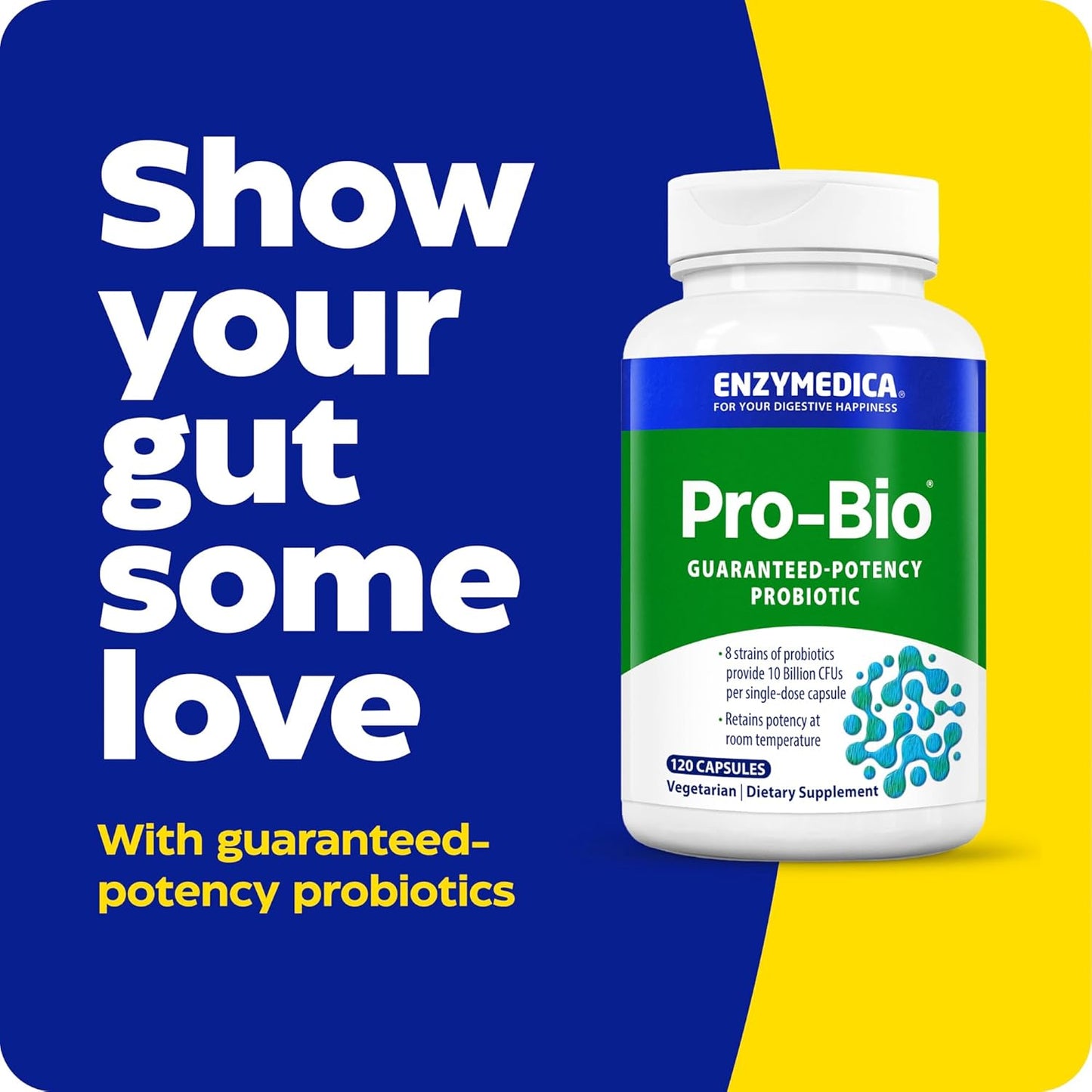 Enzymedica Pro-Bio: Shelf Stable Probiotic for Healthy Digestion, 10 Billion CFU, 120 Count