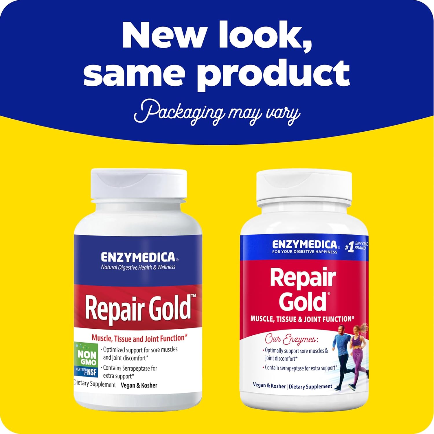 Enzymedica Repair Gold: Joint Support Supplement with Proteolytic Enzymes for Muscle Recovery, 60 Count