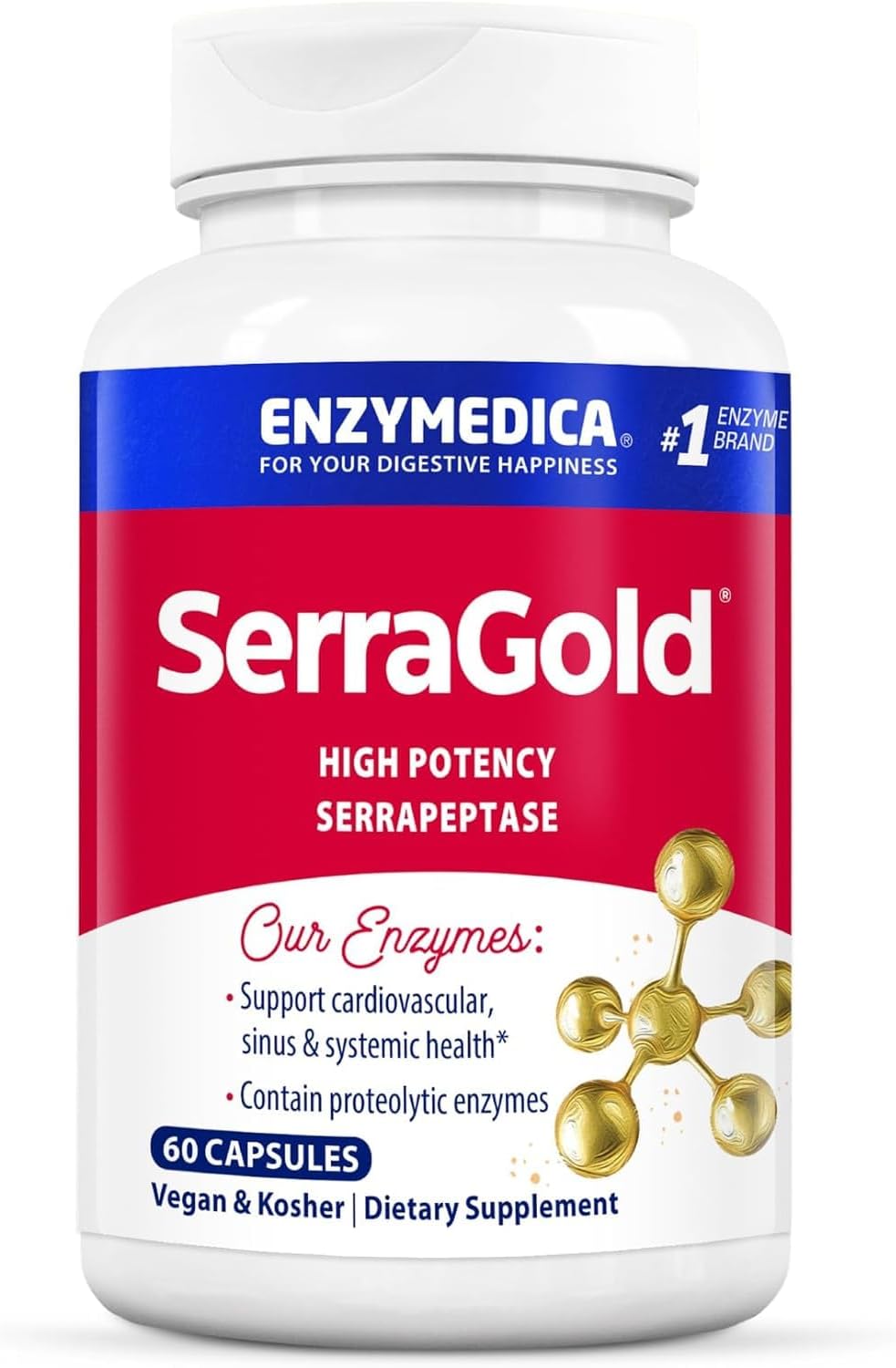 Enzymedica SerraGold Supplement for Recovery, Immune & Cardiovascular Health - 60 Count