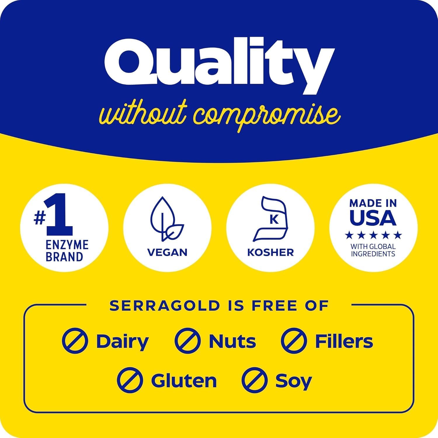 Enzymedica SerraGold Supplement for Recovery, Immune & Cardiovascular Health - 60 Count