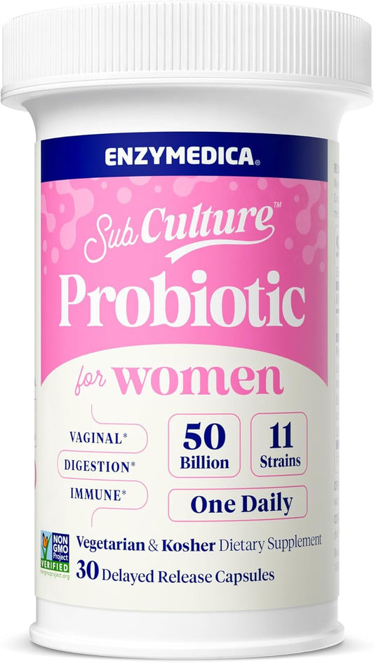 Enzymedica SubCulture Probiotics - Women's Vaginal & Urinary Health - 50 Billion CFU - Immune & Digestive Support - 30 Count