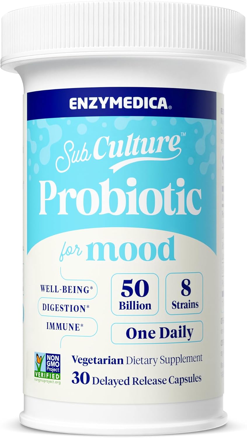 Enzymedica SubCulture Probiotics 50 Billion CFU for Mood, Stress, Sleep - Promotes Relaxation, Immune Health, Digestion & Regularity