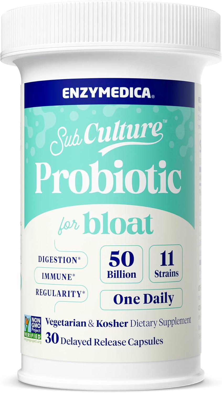 Enzymedica SubCulture Probiotics 50 Billion CFU for Gas & Bloating, Immune & Digestive Support - 30 Count