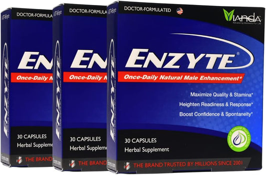 Enzyte MRC Enzyte® Male Enhancement Supplement for Blood Flow, Stamina, Quality - 30 Capsules (3 Pack) with Ginseng, Ginkgo Biloba, Horny Goat Weed, Muira Puama