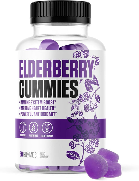 EPN Elderberry Gummies with Vitamin C & Zinc - Immune & Heart Health Support - 60 Gummies