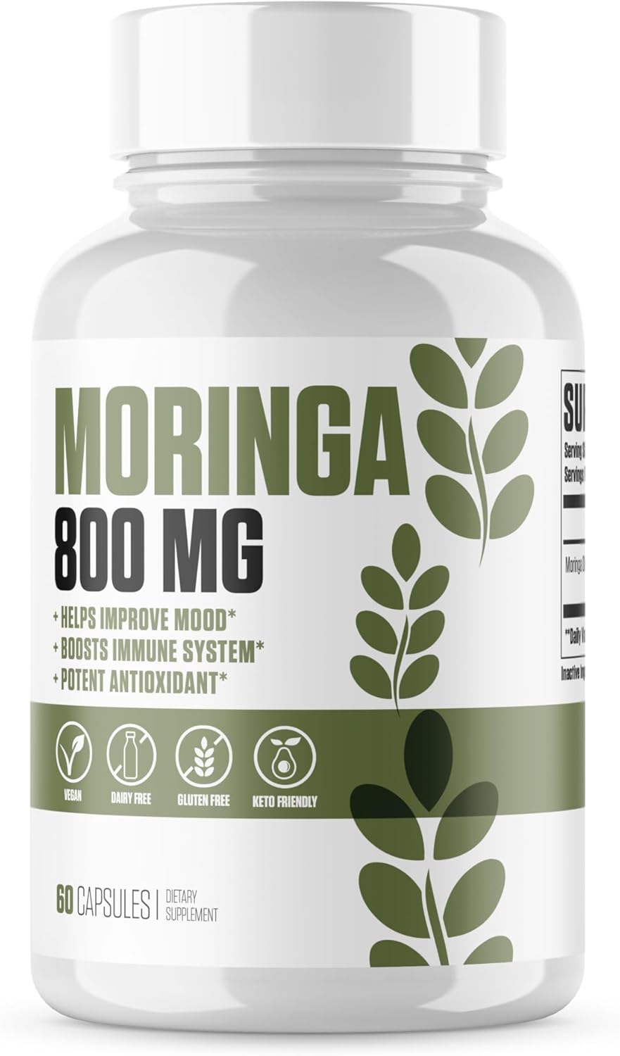 EPN Supplements Moringa Oleifera Capsules - Mood & Energy Boost, Immune Support, Antioxidant-Rich Superfood for Men & Women - 60 ct.