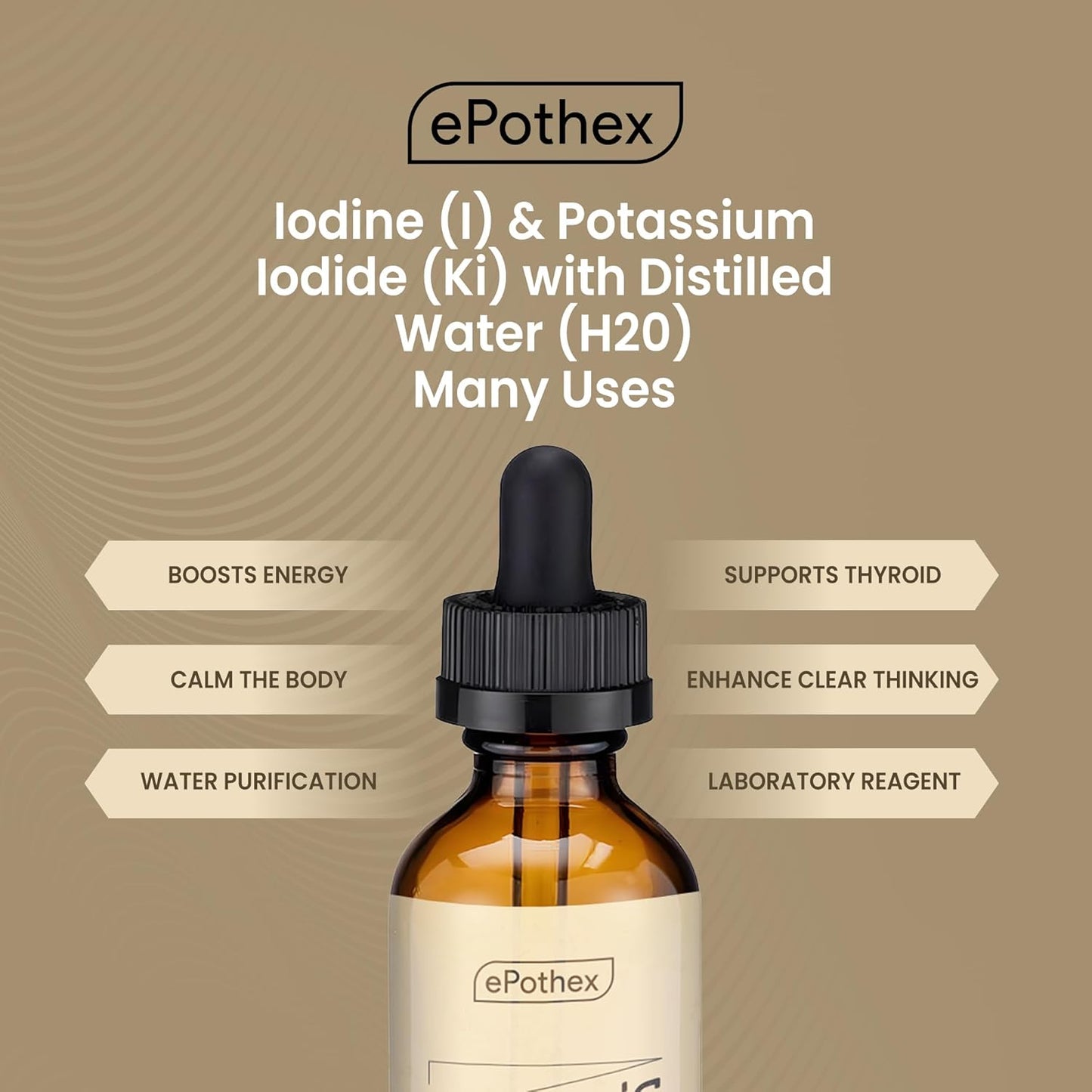 EPOTHEX Lugol's Solution 2% 30ml Glass Dropper Bottle - Potassium Iodide & Iodine