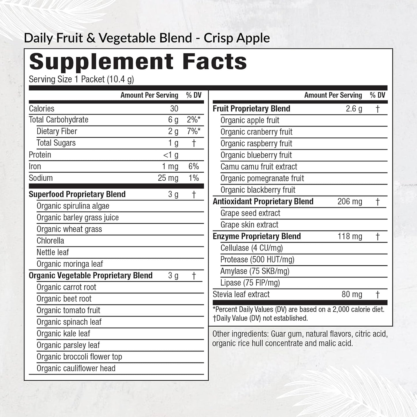 Equilife Daily Fruit & Vegetable Blend with Vitamin C, Amino Acids, Energy Boost, Low-Sugar, Vegan, Non-GMO - Crisp Apple Flavor (30 Servings)