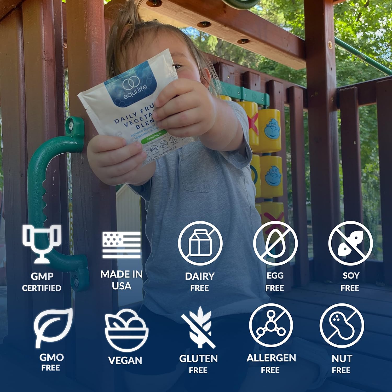 Equilife Daily Fruit & Vegetable Blend with Vitamin C, Amino Acids, Energy Boost, Low-Sugar, Vegan, Non-GMO - Crisp Apple Flavor (30 Servings)