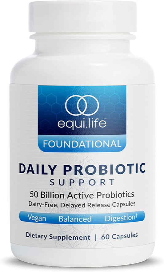 Equilife Daily Probiotic Capsules for Men and Women - Supports Digestive Health, Immunity, and Reduces Bloating - Dairy-Free, No Refrigeration Required - 60 Count