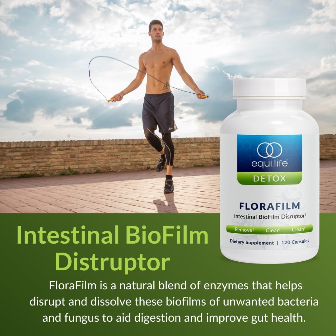 Equilife FloraFilm Digestive Enzymes Supplement - Supports Gut Health, Natural Detox & Immunity - Non-GMO, Vegan, Gluten-Free - 120 Capsules