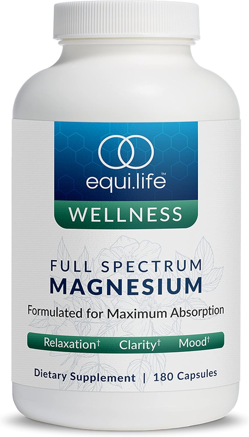 EquiLife Magnesium Glycinate Supplement - Boost Mood, Energy, Restfulness, Focus - 180 Capsules Vegan & Gluten-Free - Maximum Absorption Formula