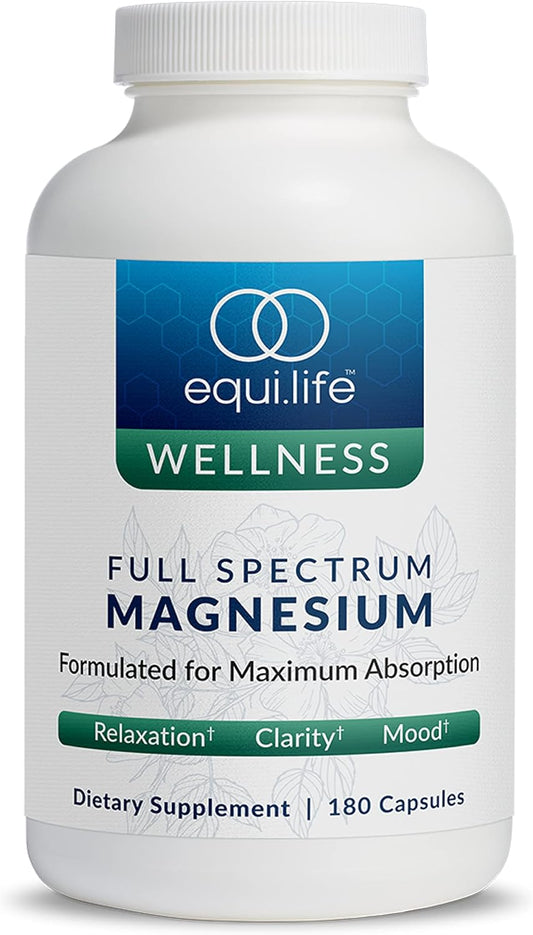 EquiLife Magnesium Glycinate Supplement - Boost Mood, Energy, Restfulness, Focus - 180 Capsules Vegan & Gluten-Free - Maximum Absorption Formula