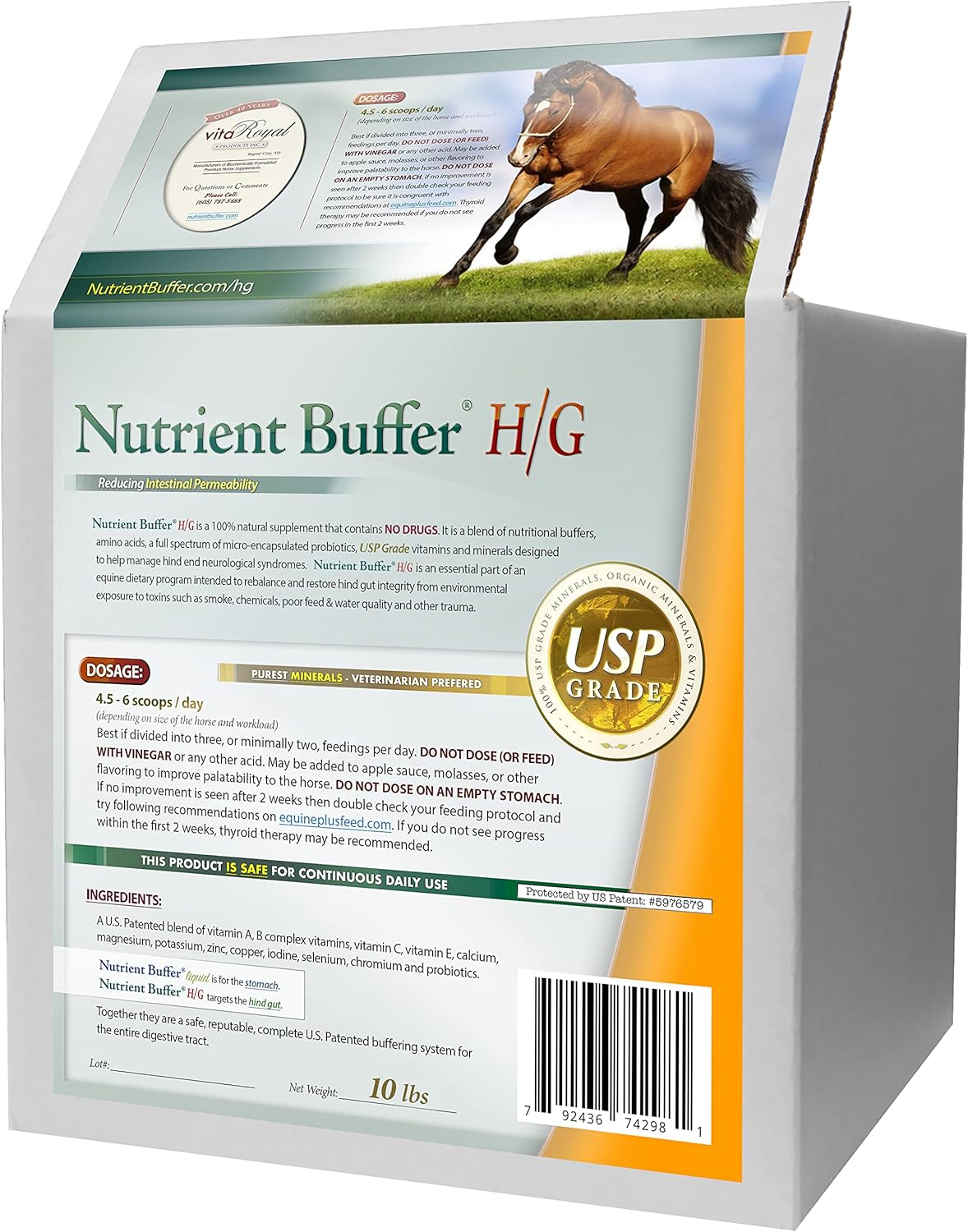 Equine Hind Gut Support Formula - Nutrient Buffer HG for Lower Gastric Digestion in Horses