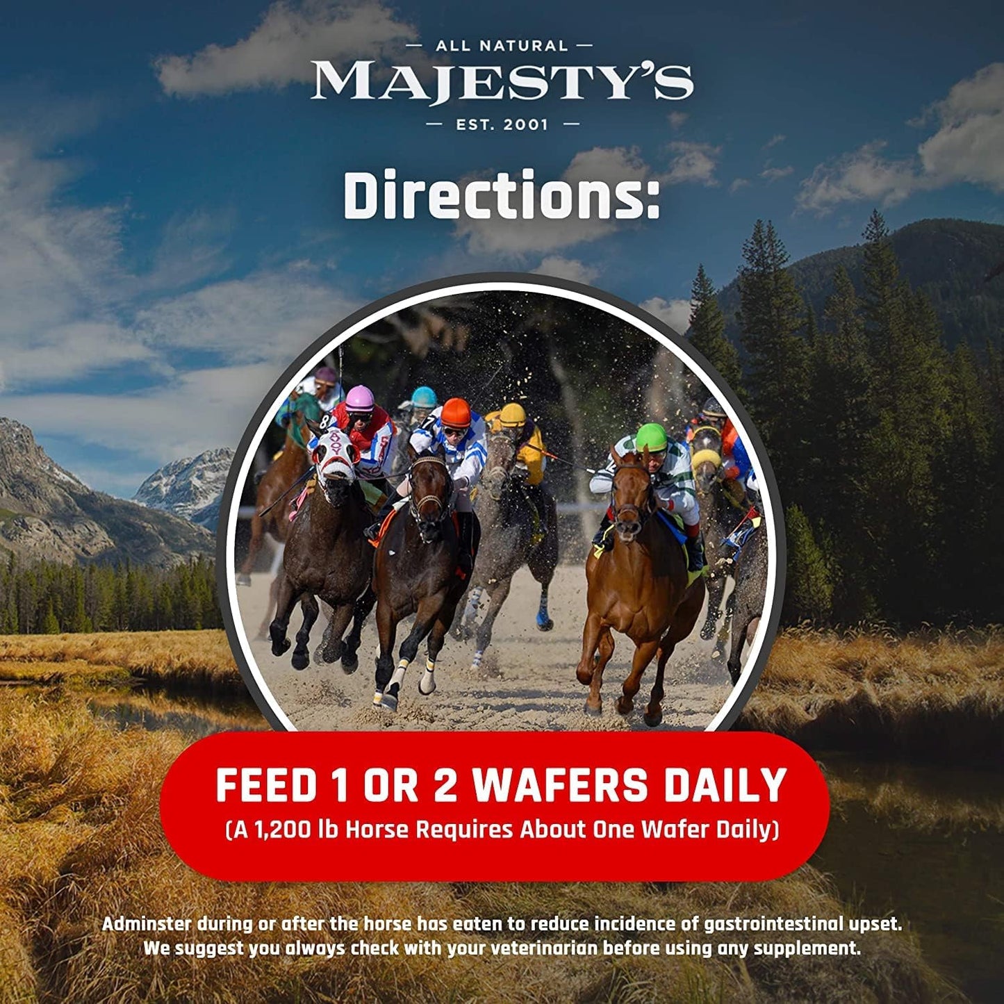 Equine Majesty's Kalm Wafers for Balanced Behavior and Nervous System - Tryptophan, Vitamin B1, Winter Cherry - 30 Count