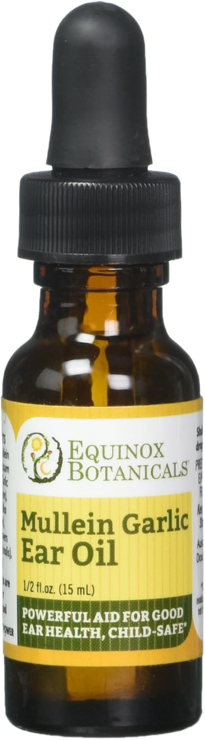 Equinox Botanicals Mullein Garlic Ear Oil for Ear Health 0.5 oz Bottle