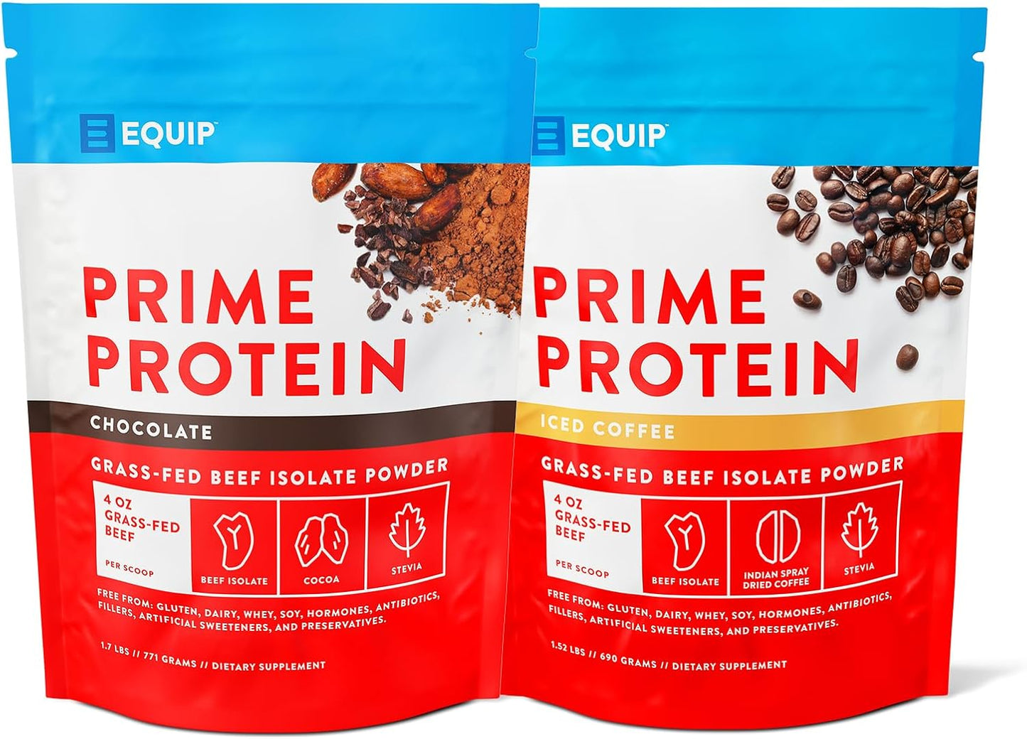 Equip Foods Prime Protein Powder Bundle - Chocolate & Iced Coffee Flavor