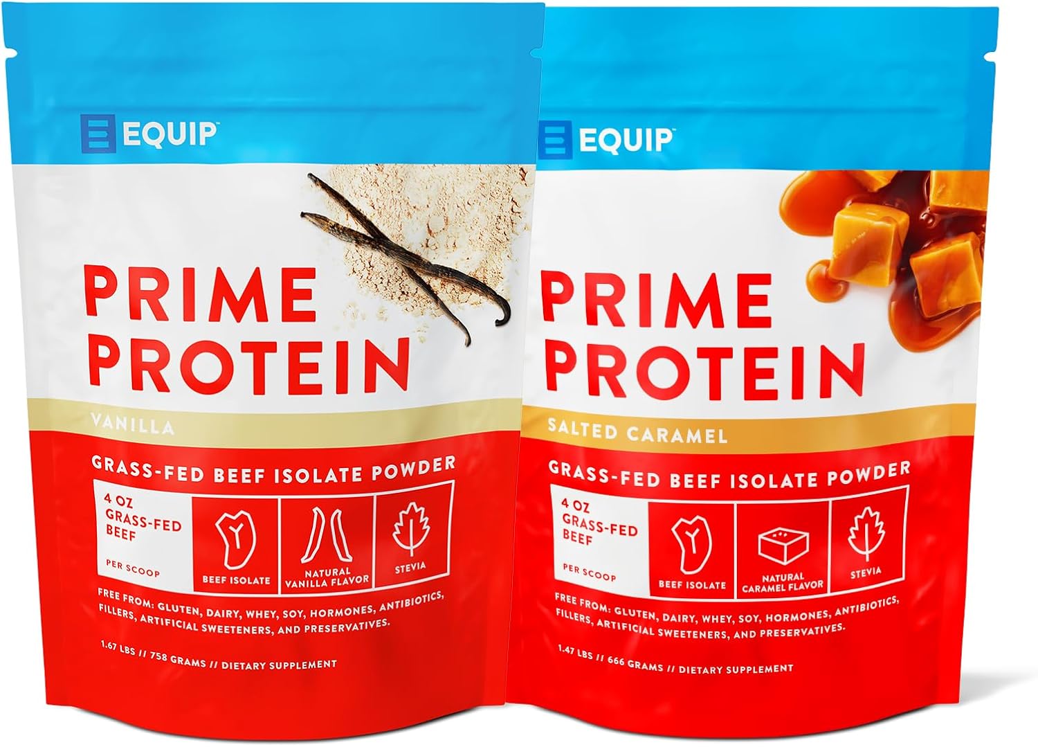Equip Foods Prime Protein Powder Bundle - Vanilla & Salted Caramel Flavors
