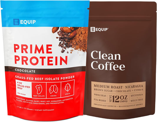 Equip Foods Prime Protein Powder Chocolate & Gold Standard Clean Coffee - Ultimate Performance Bundle