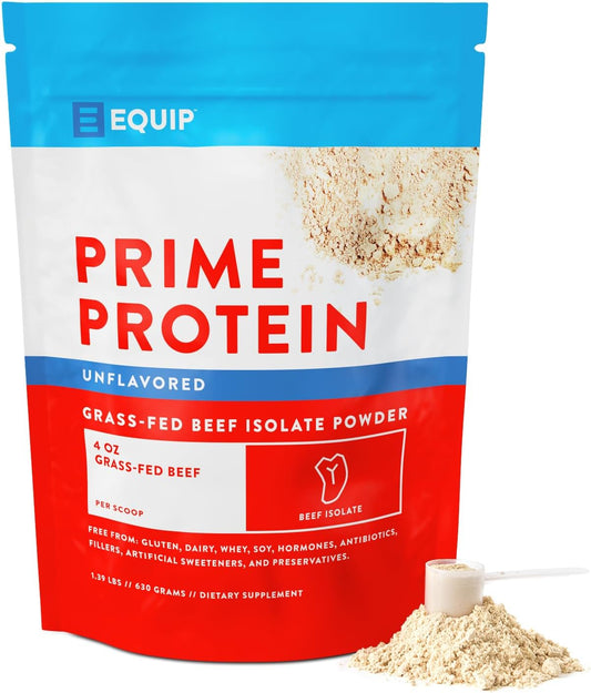 Equip Foods Prime Protein Powder | Grass-Fed Beef Isolate | Carnivore Protein Powder | Paleo & Keto Friendly | Gluten & Dairy Free | Supports Tissue Growth | 30 Servings, Unflavored